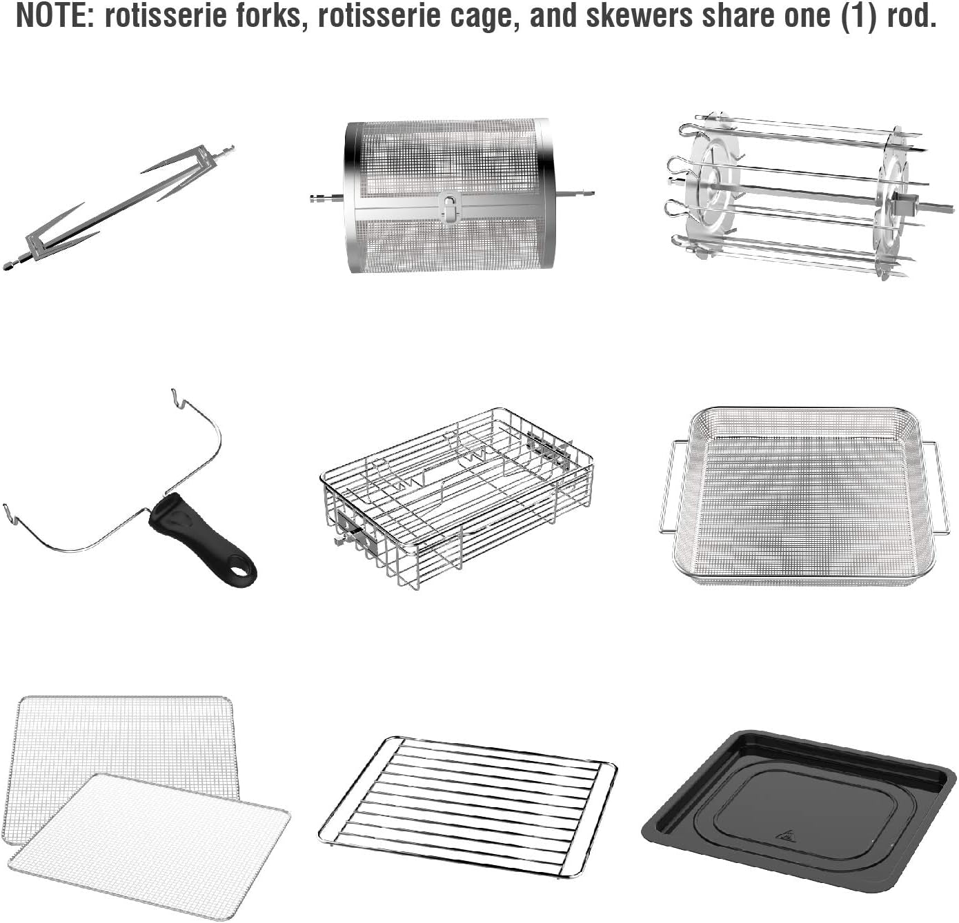Gowise USA GW44800-O Deluxe 12.7-Quarts 15-In-1 Electric Air Fryer Oven with Rotisserie and Dehydrator + 50 Recipes QT, Black/Silver