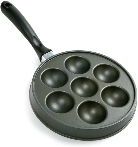 Norpro Nonstick Stuffed Pancake Pan, Munk/Aebleskiver/Ebelskiver 16.5″ X 9″ X 1.25″ Black
