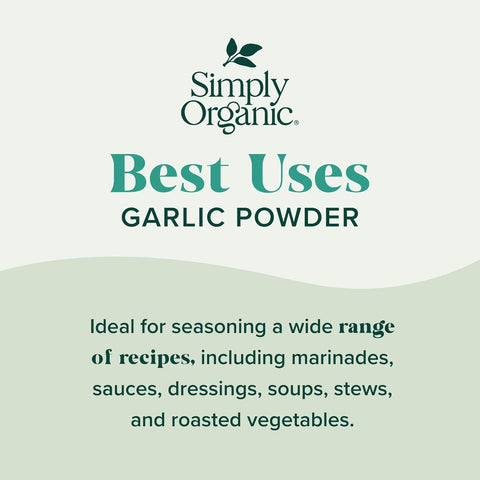 Image of Simply Organic Garlic Powder, 3.64-Ounce Jar, Pure A-Grade Organic Garlic, Dried & Ground, Kosher, No ETO, Non GMO