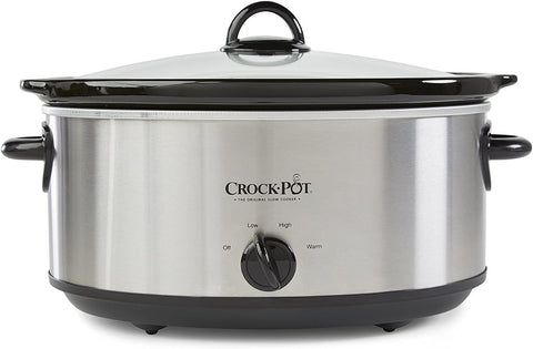 Image of Crock-Pot 7 Quart Oval Manual Slow Cooker, Stainless Steel (SCV700-S-BR), Versatile Cookware for Large Families or Entertaining