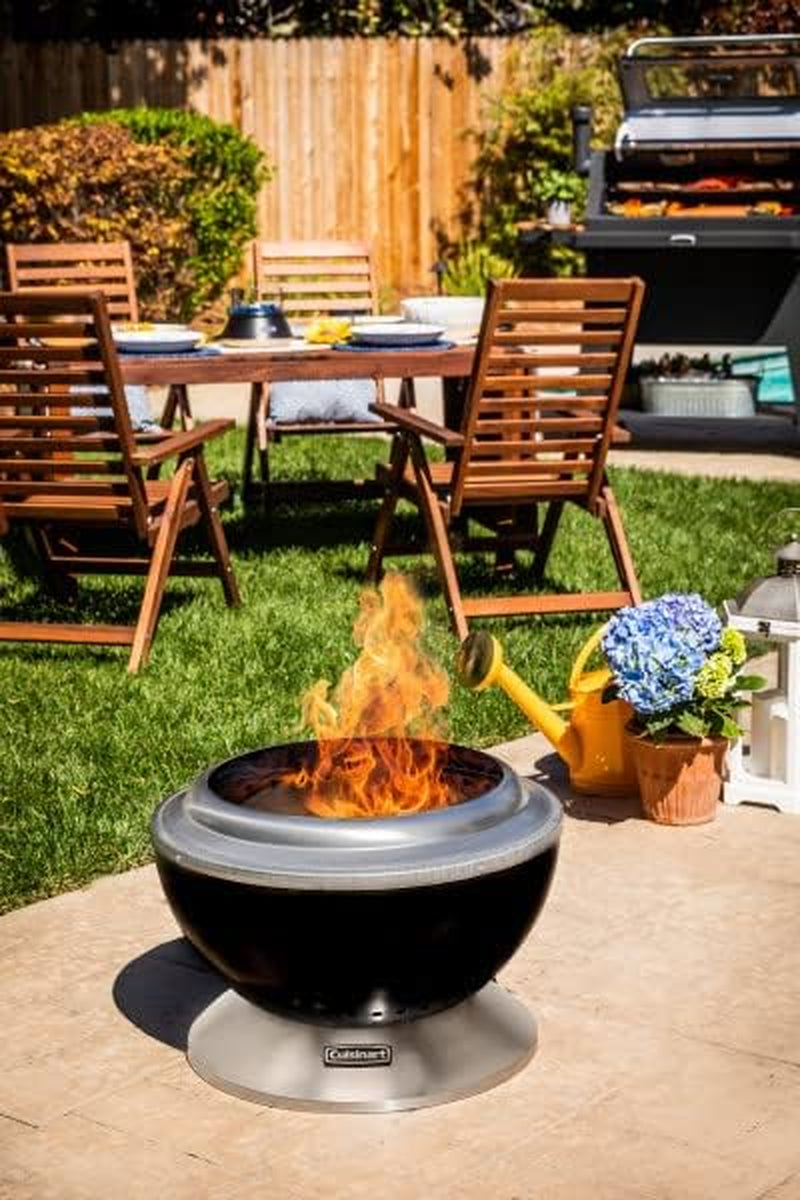 Cuisinart 24” Cleanburn Smokeless Fire Pit with Removable Base for Ash, Portable Outdoor Wood Burning Fireplace, Smoke Free Stainless Steel Outdoor Heater, Enhanced Airflow and Easy Cleanup