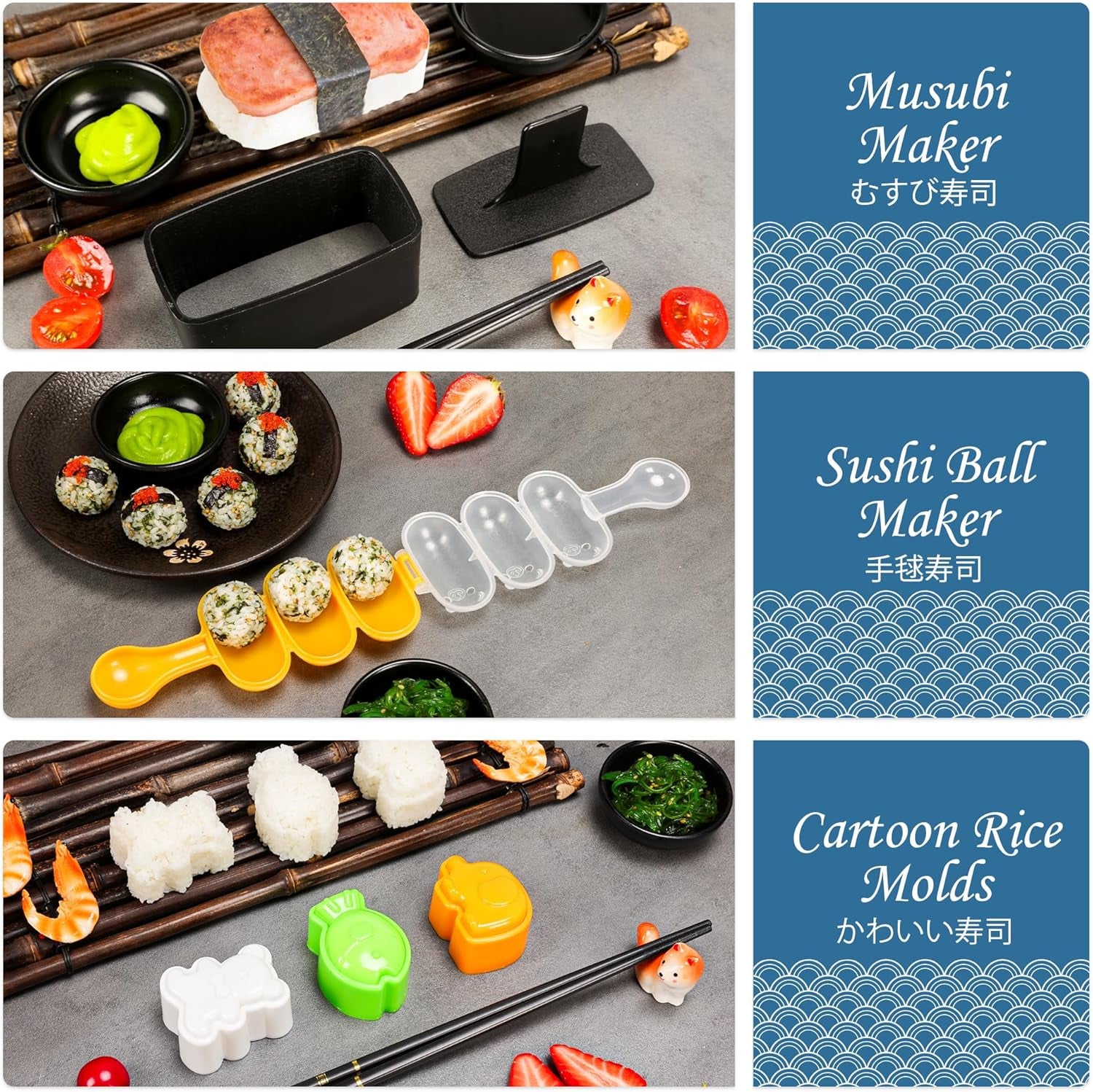 FUNGYAND Sushi Making Kit, 32-In-1 Complete Set with Bazooka Roller, Nigiri & Musubi Presses, Bamboo Mats, Knife, Peeler, Animal Rice Molds, Chopsticks & More – Perfect for Family Fun