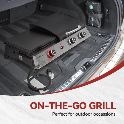Royal Gourmet PD1305H 3-Burner Propane Gas Grill and Griddle Combo with Lid, 3-In-1 Grill Griddle Combo with 29,000 Btus Output for Outdoor Cooking, 364 Sq. In. Cooking Area, Silver & Black