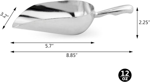 Image of New Star Foodservice 34523 One-Piece Cast Aluminum round Bottom Bar Ice Flour Utility Scoop, 12-Ounce, Silver (Hand Wash Only)