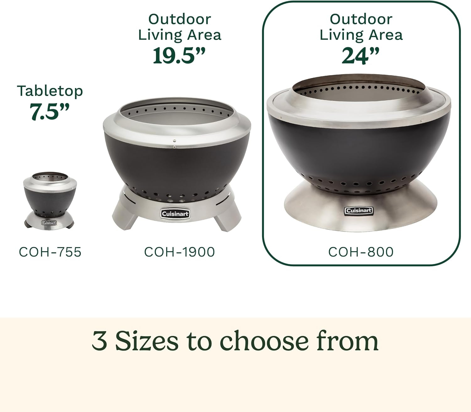 Cuisinart 24” Cleanburn Smokeless Fire Pit with Removable Base for Ash, Portable Outdoor Wood Burning Fireplace, Smoke Free Stainless Steel Outdoor Heater, Enhanced Airflow and Easy Cleanup