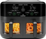CHEFMAN 6 Quart Dual Basket Air Fryer Oven with Easy View Windows, Sync Finish, Hi-Fry, Auto Shutoff, 2 Independent 3Qt Nonstick Dishwasher Safe Frying Baskets, Digital Double Air Fryer - Black