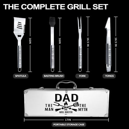 Dad Gifts, Fathers Day Dad Gifts from Daughter Son Heavy Duty Grilling Accessories Kit for Backyard BBQ, Dad Birthday Gift Thick Stainless Steel Grill Utensils with Non-Slip Handle Tool Grill Present
