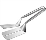 AOOSY Kitchen Tongs for Cooking, 10 Inches Stainless Steel Multipurpose Steak Clamps Flipping Spatula Tongs Clip for Beefsteak Bread Hamburger BBQ Meats Pizza Pies Bread Fish