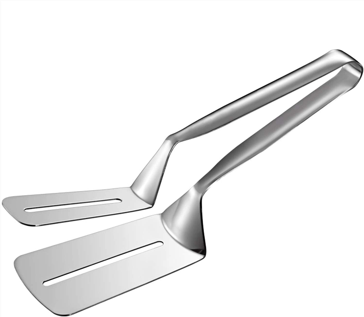 AOOSY Kitchen Tongs for Cooking, 10 Inches Stainless Steel Multipurpose Steak Clamps Flipping Spatula Tongs Clip for Beefsteak Bread Hamburger BBQ Meats Pizza Pies Bread Fish