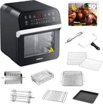 Gowise USA GW44800-O Deluxe 12.7-Quarts 15-In-1 Electric Air Fryer Oven with Rotisserie and Dehydrator + 50 Recipes QT, Black/Silver
