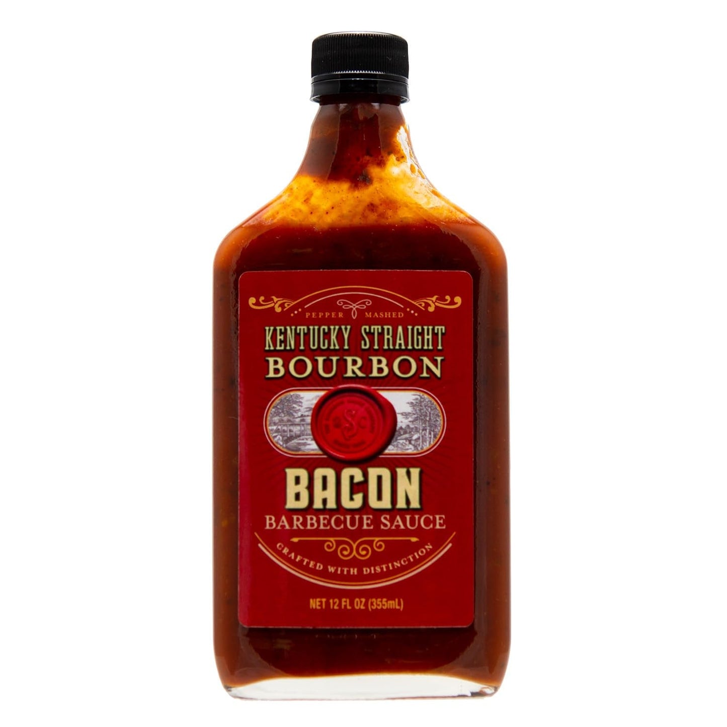 Kentucky Straight Bourbon Barbecue Sauce Bacon | | Perfect for Grilling | Condiment for Chicken, Ribs, Veggies | Rich & Savory Flavor | 12 Fl Oz
