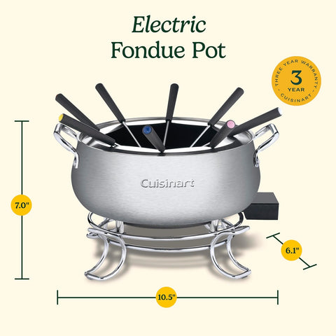 Image of Cuisinart Fondue Pot, 3 Quart, for Chocolate, Cheese, Broth, Oil, Stainless Steel, CFO-3SSP1