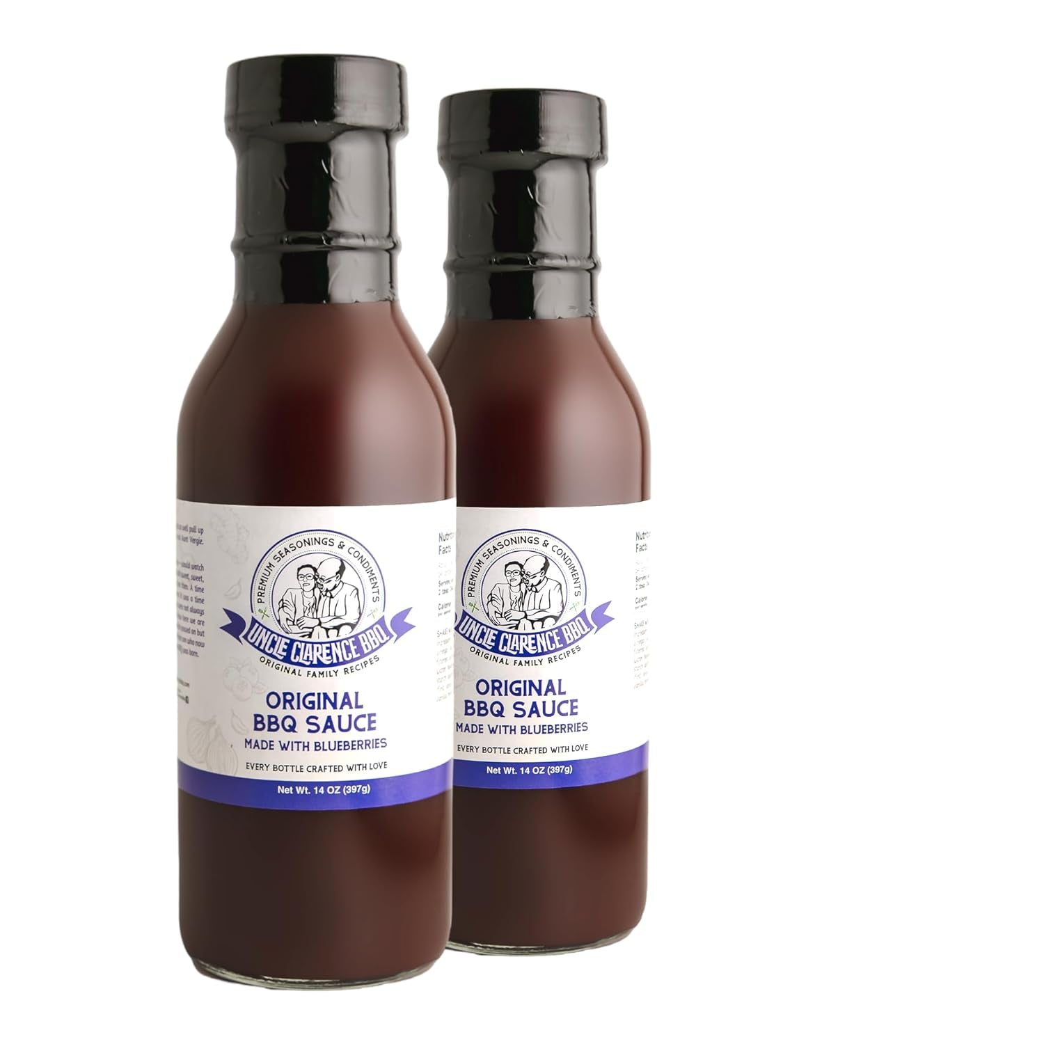 Uncle Clarence Original BBQ Sauce Made with Blueberries 2 Pack All Natural Barbecue Sauce Non GMO, No Preservatives, Vegan Great for Pork, Chicken, Beef, Vegetables