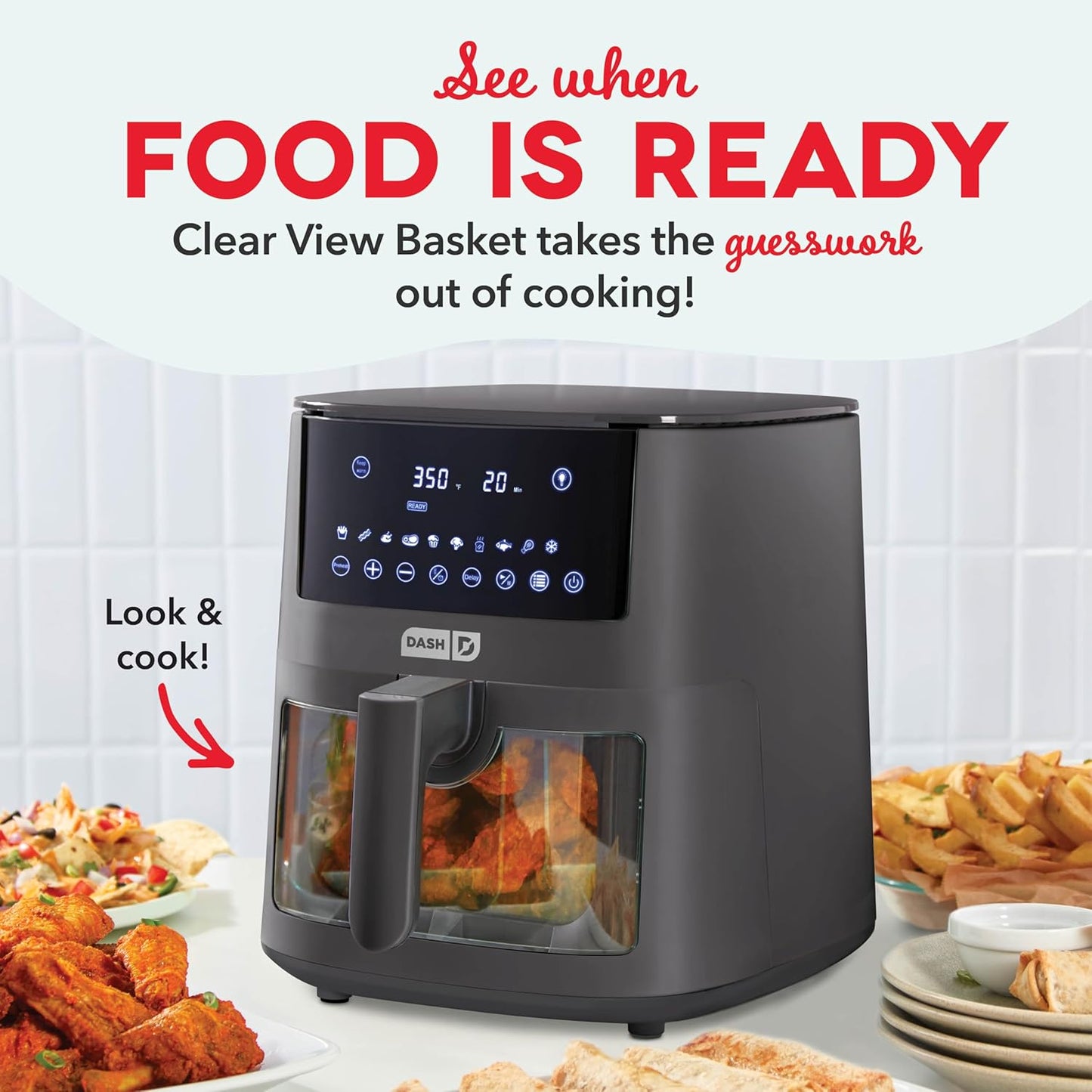 DASH 7Qt Clear View Digital Air Fryer - Forged Iron