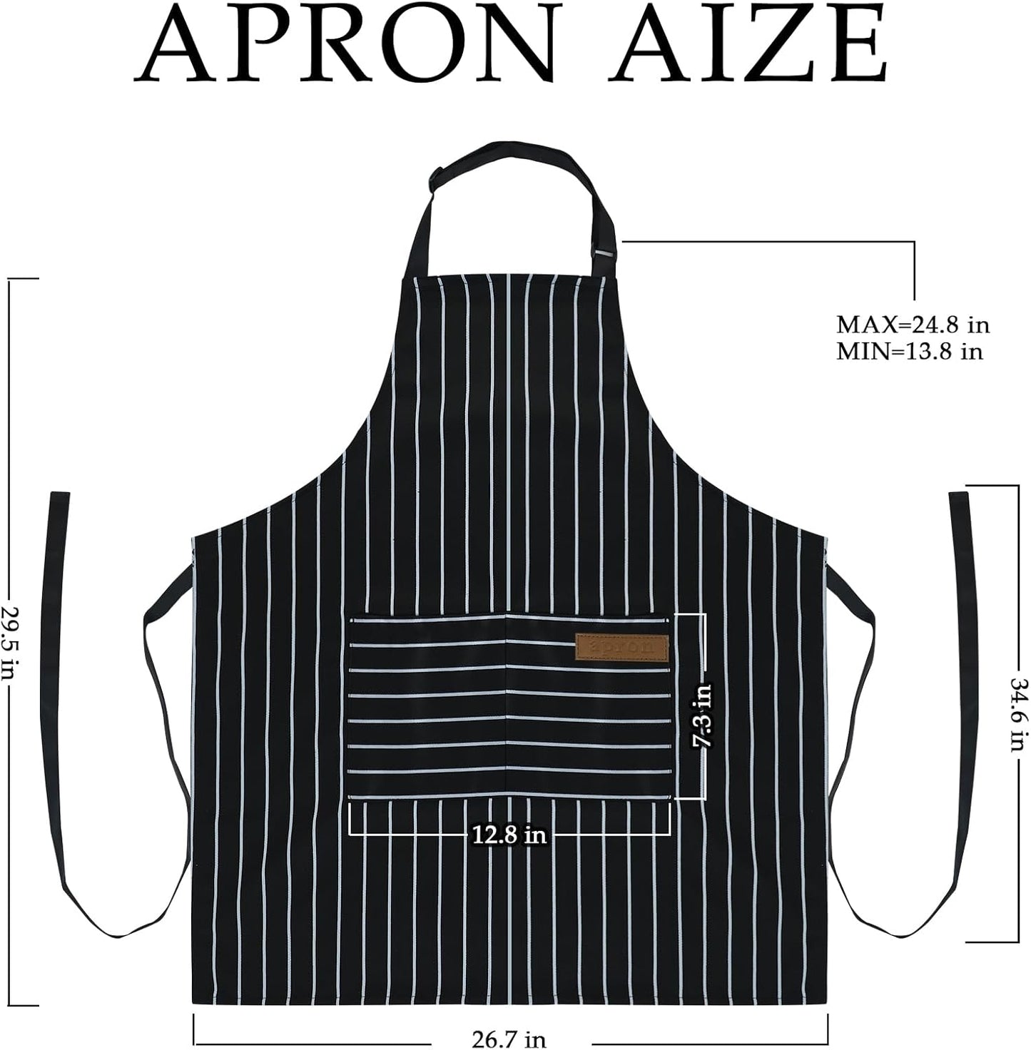2 Pack Apron - Unisex, Adjustable Bib Kitchen Apron, Cooking Apron, Aprons for Women Men with Pockets, Chef Aprons