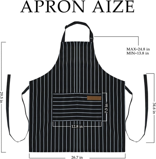 2 Pack Apron - Unisex, Adjustable Bib Kitchen Apron, Cooking Apron, Aprons for Women Men with Pockets, Chef Aprons