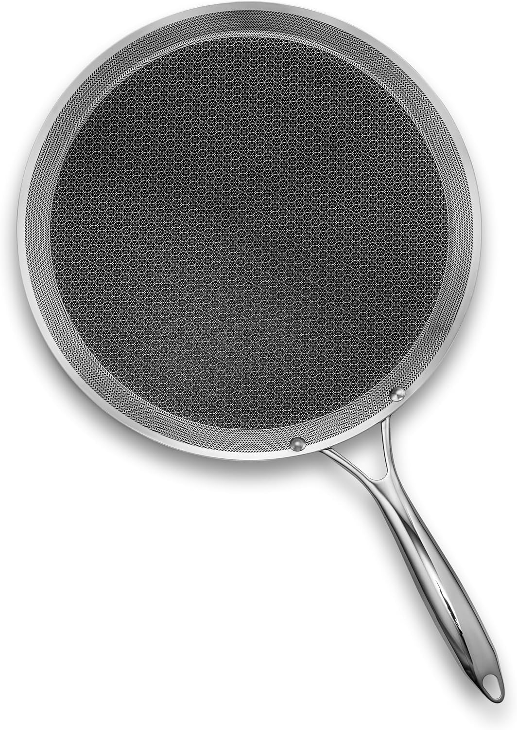 Hexclad Hybrid Nonstick 13-Inch Griddle Pan, Stay-Cool Handle, Dishwasher-Friendly, Oven-Safe up to 900°F, Induction Ready, Compatible with All Cooktops
