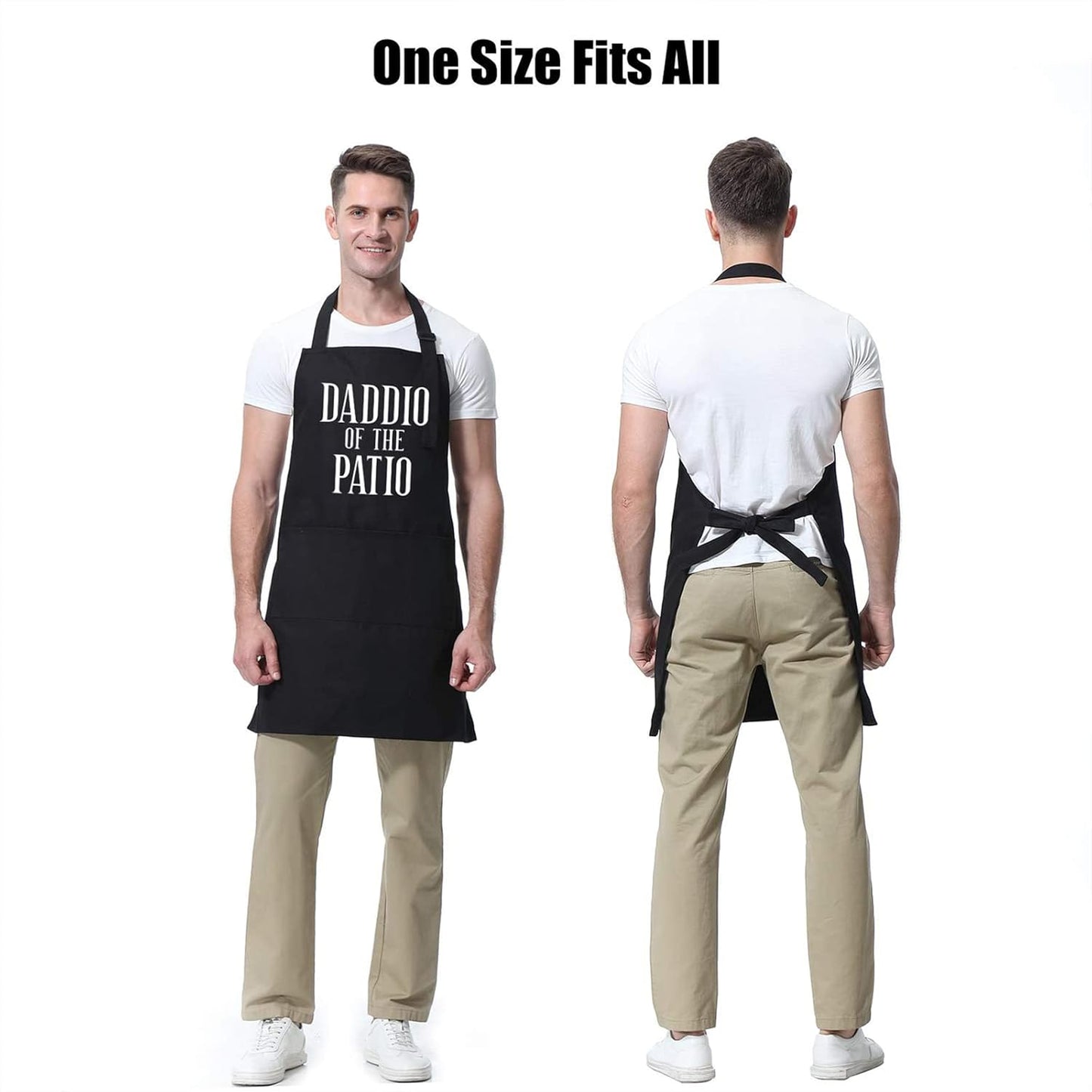 Miracu Grill Apron for Daddy - Daddio of the Patio - Dad Gifts from Daughter, Son - Funny Fathers Day, Birthday Gifts for Dad, Best Step Daddy, Father in Law - Papa Aprons for Grilling BBQ Cooking