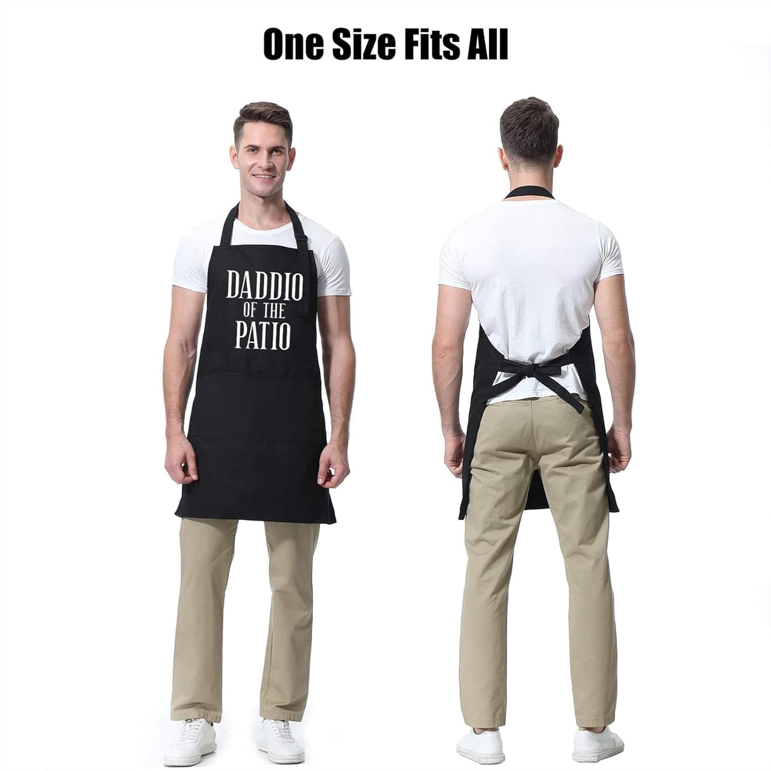 Miracu Grill Apron for Daddy - Daddio of the Patio - Dad Gifts from Daughter, Son - Funny Fathers Day, Birthday Gifts for Dad, Best Step Daddy, Father in Law - Papa Aprons for Grilling BBQ Cooking