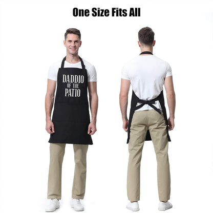 Miracu Grill Apron for Daddy - Daddio of the Patio - Dad Gifts from Daughter, Son - Funny Fathers Day, Birthday Gifts for Dad, Best Step Daddy, Father in Law - Papa Aprons for Grilling BBQ Cooking