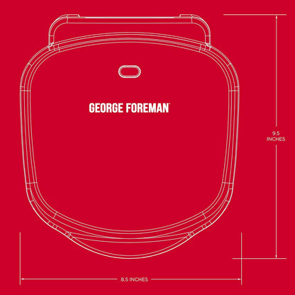 George Foreman 2-Serving Classic Plate Electric Indoor Grill and Panini Press, Black, Small Compact Size, GR10B