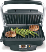 Hamilton Beach Steak Lover'S Electric Indoor Searing Grill, Nonstick 100 Square, Stainless Steel (25331), Black and Stainless, Medium