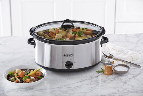 Image of Crock-Pot 7 Quart Oval Manual Slow Cooker, Stainless Steel (SCV700-S-BR), Versatile Cookware for Large Families or Entertaining