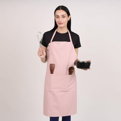 Kitchen Apron Cotton Waterdrop Resistant with Adjustable Aprons for Women with Pockets 8 Color Option Cooking