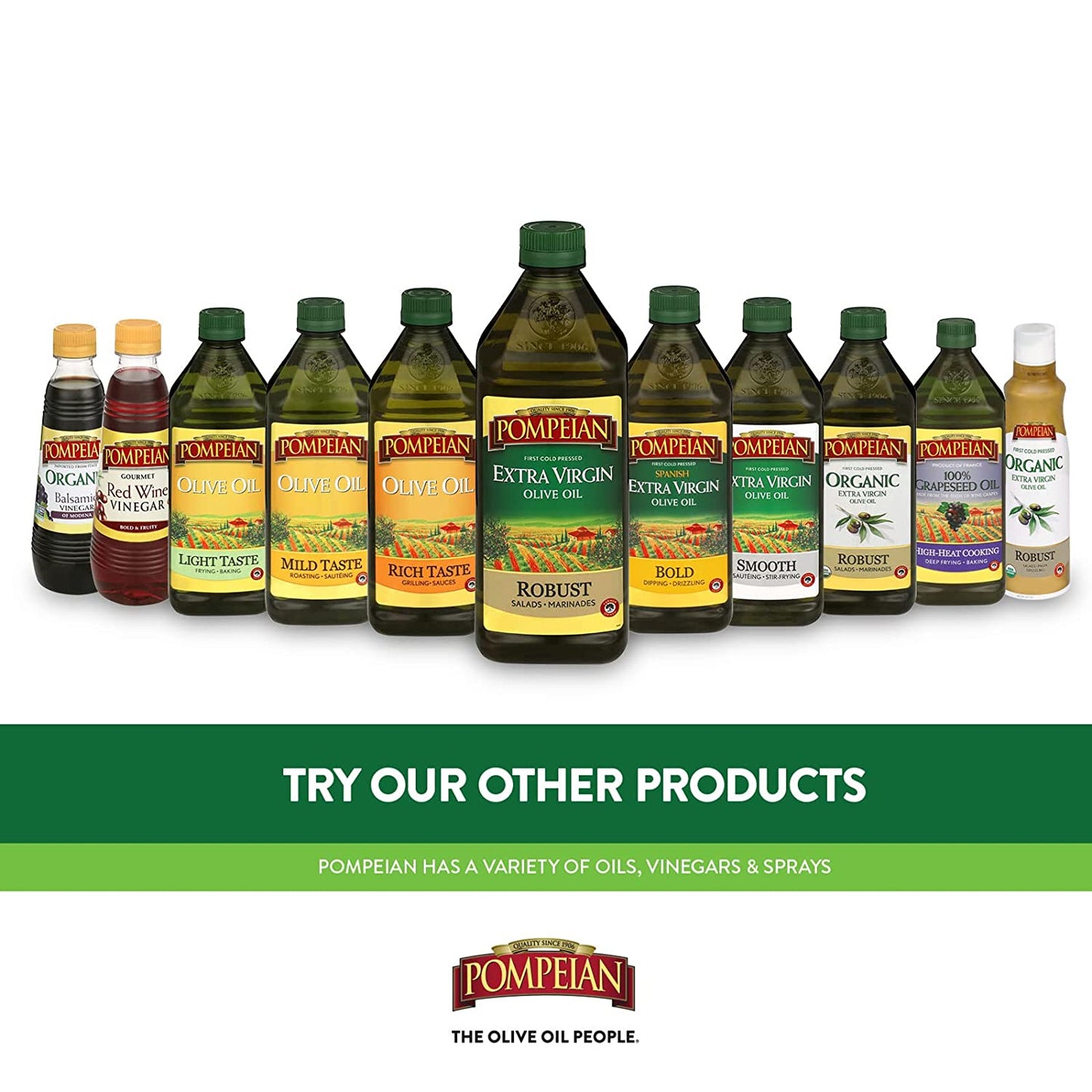 Pompeian Smooth Extra Virgin Olive Oil, Contains Polyphenols, First Cold Pressed, Mild and Delicate Flavor, Perfect for Sauteing & Stir-Frying, Naturally Gluten-Free, Non-Gmo, 16 FL Oz, Single Bottle
