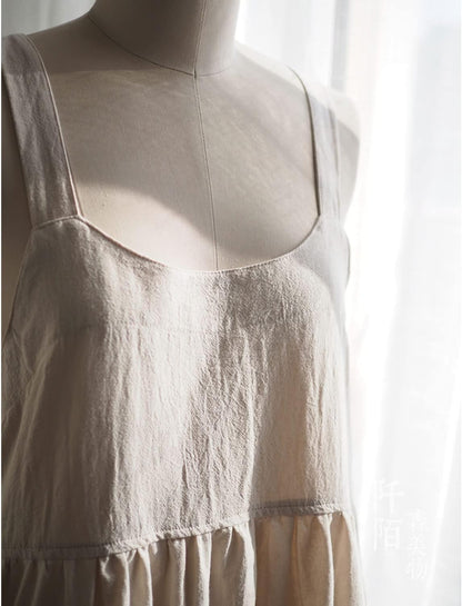 Uaussi Cotton Linen Apron Cross Back Work Apron for Women with Pockets Pinafore Dress X Cross Halter Apron for Chef Gardening