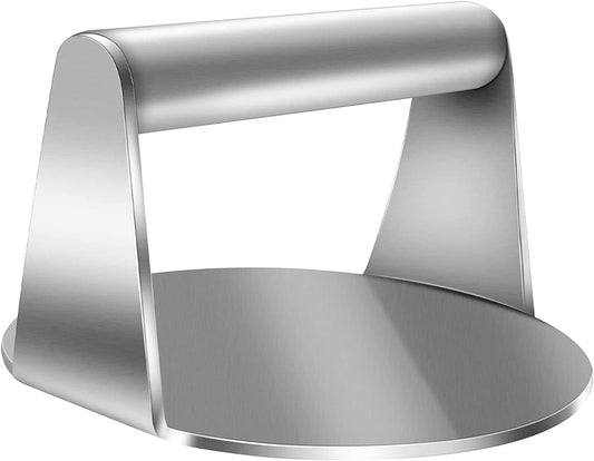Koicarpe Burger Press - 5.5" Stainless Steel Burger Smasher Tool - Smooth & Non-Stick Surface - round Utensil for Grilling Meat Patty, Steak, Hot Dog, Grill Flattener for Steaks, Panini, Sandwich