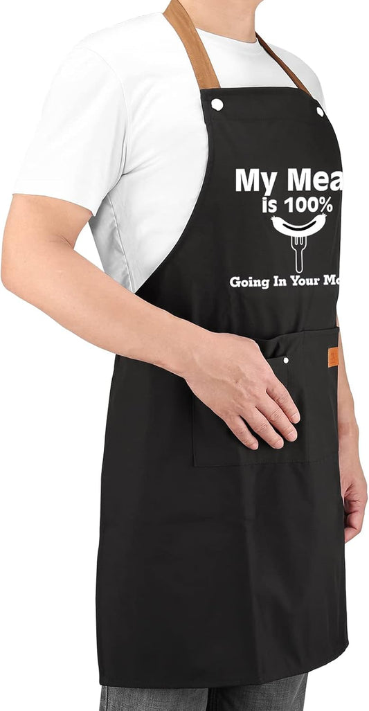 Gifts for Boyfriend, Husband Gifts from Wife, Fathers Day, Birthday Gifts for Men, Naughty Gifts for Him, Anniversary Mens Funny Gifts Gag Gifts - Kitchen Chef Apron W Pockets