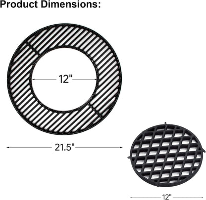 8835 round Grill Grate for Weber Platinum 22" Kettle Grill Accessories, for Weber Gourmet BBQ System Hinged Cooking Grate,22.5'' Weber Charcoal Grills, Master-Touch 22'' Kettle,Smokers,Matte Cast Iron
