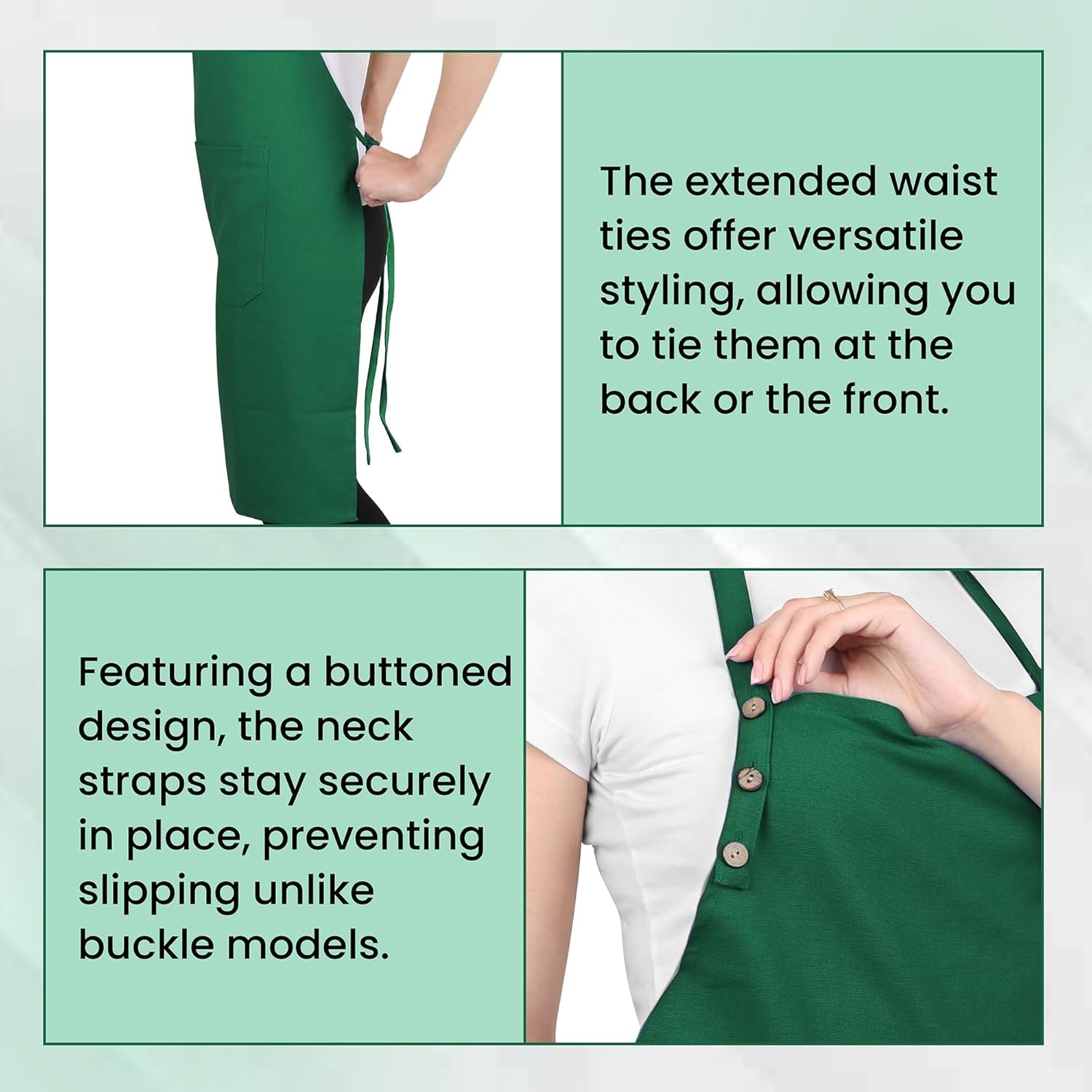 Kitchen Apron Cotton Waterdrop Resistant with Adjustable Aprons for Women with Pockets 8 Color Option Cooking