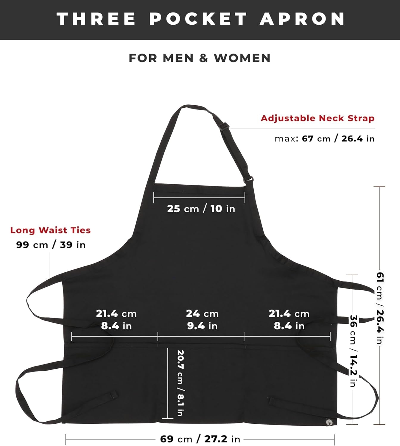 Chef Works Unisex Three Pocket Apron