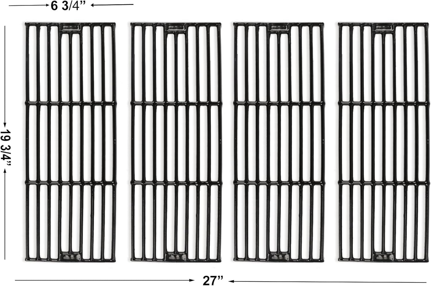 Hisencn Porcelain Cast Iron Cooking Grates Replacement for Chargriller Duo 5050, 3001, 5650, 3008, 3030, 3725, 4000, 2121, King Griller 3008 5252, Gas Grill Models Set of 4 Grill Grids