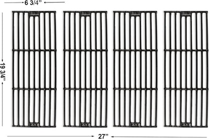 Hisencn Porcelain Cast Iron Cooking Grates Replacement for Chargriller Duo 5050, 3001, 5650, 3008, 3030, 3725, 4000, 2121, King Griller 3008 5252, Gas Grill Models Set of 4 Grill Grids