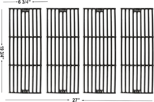 Hisencn Porcelain Cast Iron Cooking Grates Replacement for Chargriller Duo 5050, 3001, 5650, 3008, 3030, 3725, 4000, 2121, King Griller 3008 5252, Gas Grill Models Set of 4 Grill Grids
