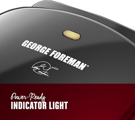 George Foreman 2-Serving Classic Plate Electric Indoor Grill and Panini Press, Black, Small Compact Size, GR10B