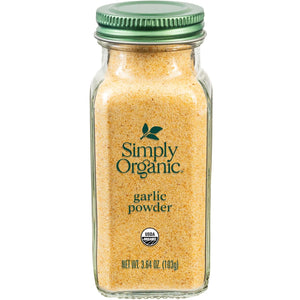 Simply Organic Garlic Powder, 3.64-Ounce Jar, Pure A-Grade Organic Garlic, Dried & Ground, Kosher, No ETO, Non GMO