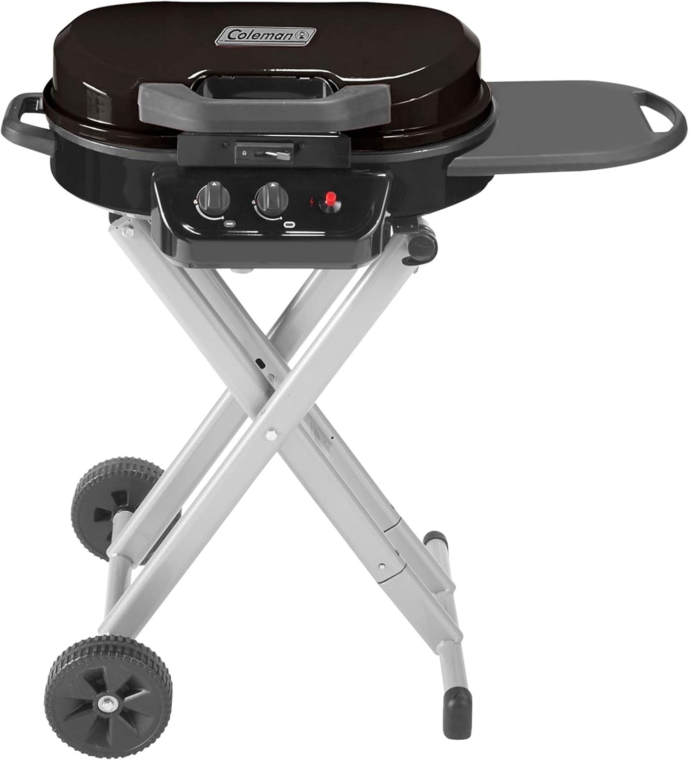 Coleman Roadtrip 225 Portable Stand-Up Propane Grill Gas Grill with Push-Button Starter Folding Legs & Wheels Side Table & 11000 Btus of Power for Camping Tailgating Grilling & More