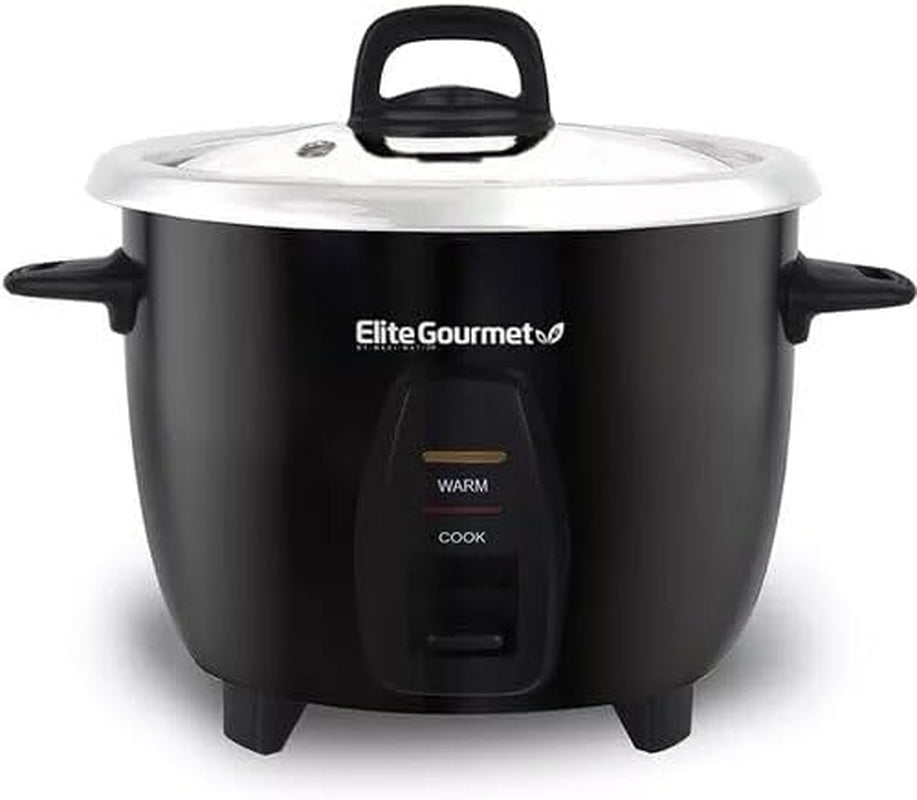 Elite Gourmet ERC2010B Electric Rice Cooker with Stainless Steel Inner Pot Makes Soups, Stews, Porridge'S, Grains and Cereals, 10 Cups Cooked (5 Cups Uncooked), Black