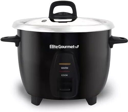 Elite Gourmet ERC2010B Electric Rice Cooker with Stainless Steel Inner Pot Makes Soups, Stews, Porridge'S, Grains and Cereals, 10 Cups Cooked (5 Cups Uncooked), Black