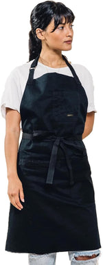 Caldo Daily Cotton Kitchen Apron for Cooking- Mens and Womens Professional Chef or Server Bib Apron - Adjustable Straps with Pockets and Towel Loop (Black)