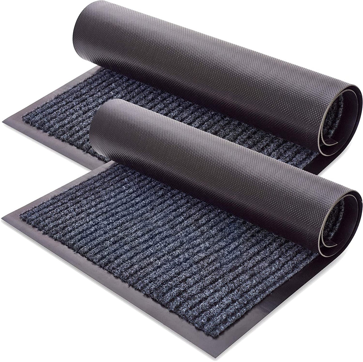 Sierra Concepts Front Door Mat Welcome Mats 2-Pack - Entryway Mats for Shoe Scraper, Ideal for inside outside Home High Traffic Area, Steel Gray 30 Inch X 17 Inch