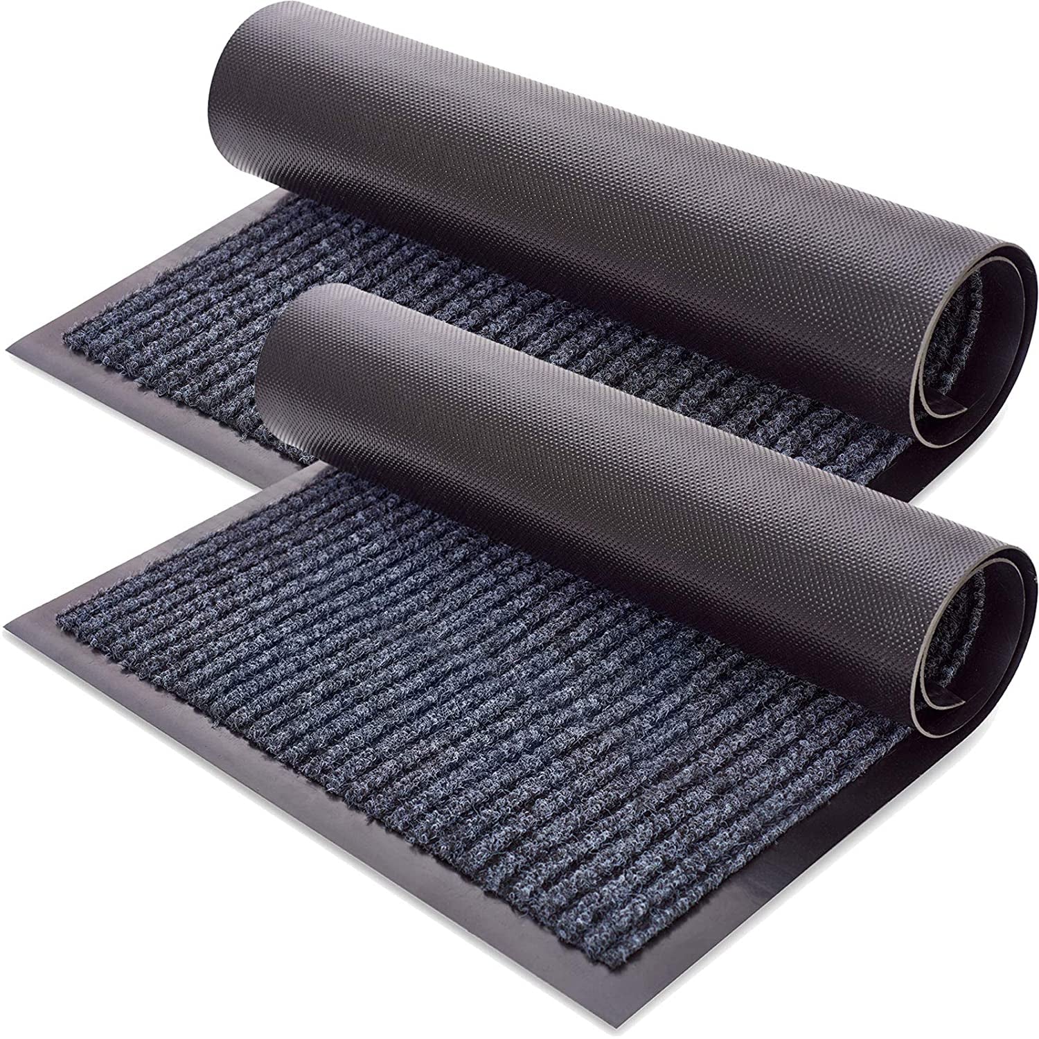 Sierra Concepts Front Door Mat Welcome Mats 2-Pack - Entryway Mats for Shoe Scraper, Ideal for inside outside Home High Traffic Area, Steel Gray 30 Inch X 17 Inch