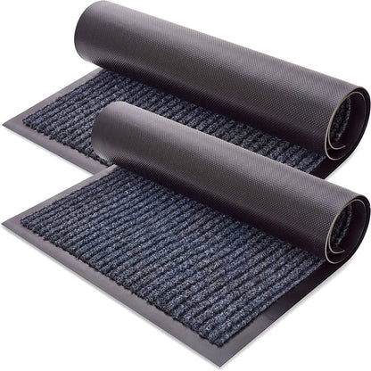 Sierra Concepts Front Door Mat Welcome Mats 2-Pack - Entryway Mats for Shoe Scraper, Ideal for inside outside Home High Traffic Area, Steel Gray 30 Inch X 17 Inch
