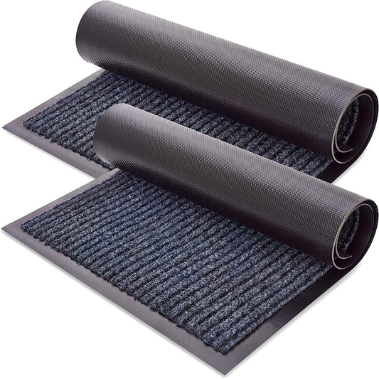 Sierra Concepts Front Door Mat Welcome Mats 2-Pack - Entryway Mats for Shoe Scraper, Ideal for inside outside Home High Traffic Area, Steel Gray 30 Inch X 17 Inch