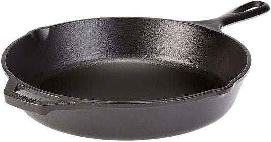 Lodge 13-1/4 Inch Cast Iron Pre-Seasoned Skillet – Signature Teardrop Handle - Use in the Oven, on the Stove, on the Grill, or over a Campfire, Black