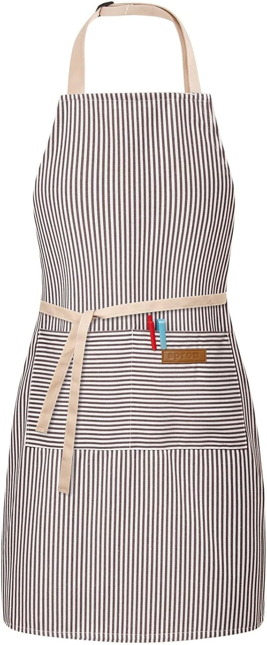 Adjustable Bib Apron with 2 Pockets Chef Cooking Kitchen Restaurant Aprons for Women Men